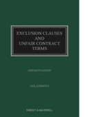 Exclusion Clauses and Unfair Contract Terms-9780414110908