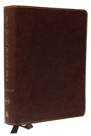 NKJV, Journal the Word Bible, Large Print: Reflect, Journal or Create Art Next to Your Favorite Verses (Bonded Leather, Brown, Red Letter)