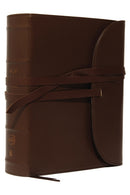 NKJV, Journal the Word Bible, Large Print: Reflect, Journal or Create Art Next to Your Favorite Verses (Premium Leather, Brown, Red Letter)