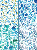 Set of Four Magnetic Notepads: Blue Abstract