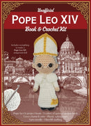 Unofficial Pope Leo XIV Book and Crochet Kit : Includes everything to make a Pope Leo XIV amigurumi doll - Pope face & project book, 5 colors of yarn, Crochet book, Cross charm & wire, Plastic safety-9780785849025