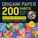 Origami Paper 200 sheets Alcohol Ink Patterns 6" (15 cm) : Tuttle Origami Paper: Double-Sided Origami Sheets Printed with 12 Designs (Instructions for 5 Projects Included)-9780804858250