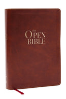 The Open Bible: Read and Discover the Bible for Yourself (NKJV Brown Leathersoft, Red Letter, Comfort Print)-9781400344086
