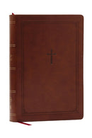 NKJV Giant Print End-of-Verse Reference Bible, Brown Leathersoft, Red Letter, Comfort Print : Holy Bible-9781400349500