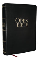 The Open Bible: Read and Discover the Bible for Yourself (KJV, Black Leathersoft, Red Letter, Comfort Print, Thumb Indexed)