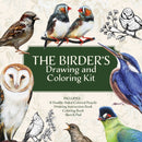 The Birder's Drawing and Coloring Kit : Create and Color Beautiful Birds! Includes: Sketch Pad, Drawing Instruction Guide, Coloring Book, Colored Pencils-9781577156109