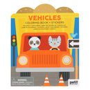 Vehicles Coloring Book + Stickers