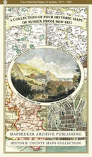 A County of Sussex 1611 - 1836 - Fold Up Map that features a collection of Four Historic Maps, John Speed's County Map 1611, Johan Blaeu's County Map of 1648, Thomas Moules County Map of 1836 and a Pl-9781844918270