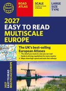 Philip's 2027 Easy to Read Multiscale Road Atlas of Europe : A4 Paperback-9781849077460