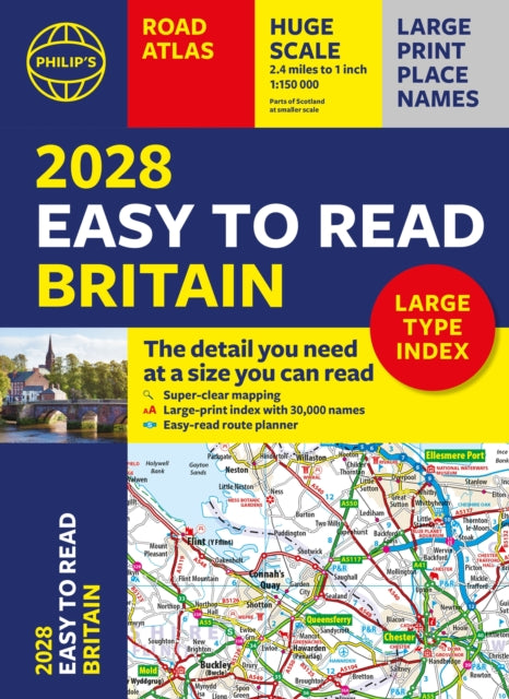 2028 Philip's Easy to Read Road Atlas of Britain (A4 Paperback)