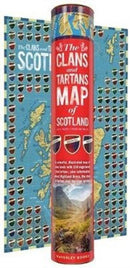 The Clans and Tartans Map of Scotland : Folded, Rolled, Tubed - A colourful, illustrated map of clan lands with 150 registered clan tartans, plus information about Highland Dress, the story of tartan,-9781849345187