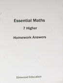 ESSENTIAL MATHS 7 HIGHER HOMEWORK ANSWER BOOK-9781906622862