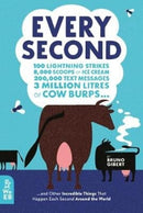 Every Second : 100 Lightning Strikes, 8,000 Scoops of Ice Cream, 200,000 Text Messages, 3 Million Litres of Cow Burps ... and Other Incredible Things That Happen Each Second Around the World-9781912920297