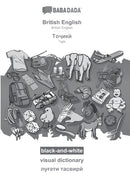 British English - Tajik (in cyrillic script), visual dictionary, BW