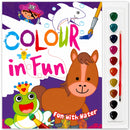 Brijbasi-Fun With Water: Colouring 32 Page Book Set For Kids- With 10 Watercolour Cakes Kit & Paint Brush, Safe, Washable, Organic & Non-Toxic Paints For Children-(Pink)