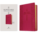 Bilingual Bible / Biblia bilingüe NLT/NTV (LeatherLike, Pink Rose)