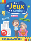 Livre de jeux seniors : 100 JEUX gros caracteres, grandes grilles et grand format A4 Mots meles Sudoku Labyrinthes Cryptogrammes citations Trouve les chiffres cahier d'activites senior idee de cadeau-9798697869536