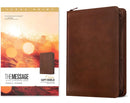 The Message Deluxe Gift Zipper Bible, Large Print (Leather-Look, Rustic Brown)